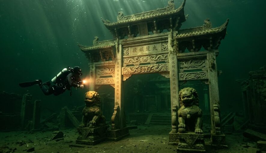 Underwater Cities Perfectly preserved stone archways of the Lion City of Shicheng submerged in Qiandao Lake.