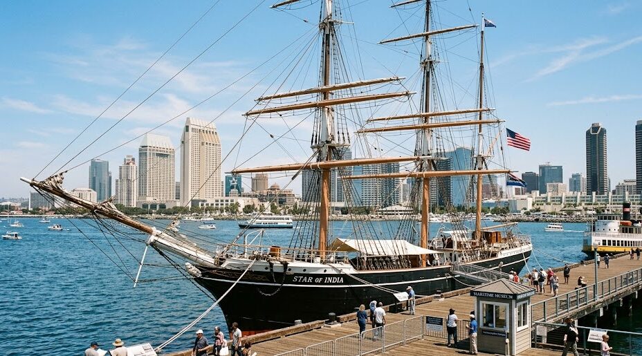 Maritime Museums Maritime Museums: The historic Star of India sailing ship docked at the Maritime Museum of San Diego bay.