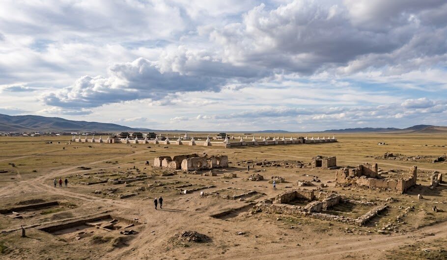 mongolia empire he archaeological ruins of Karakorum, the former capital of the Mongol Empire.