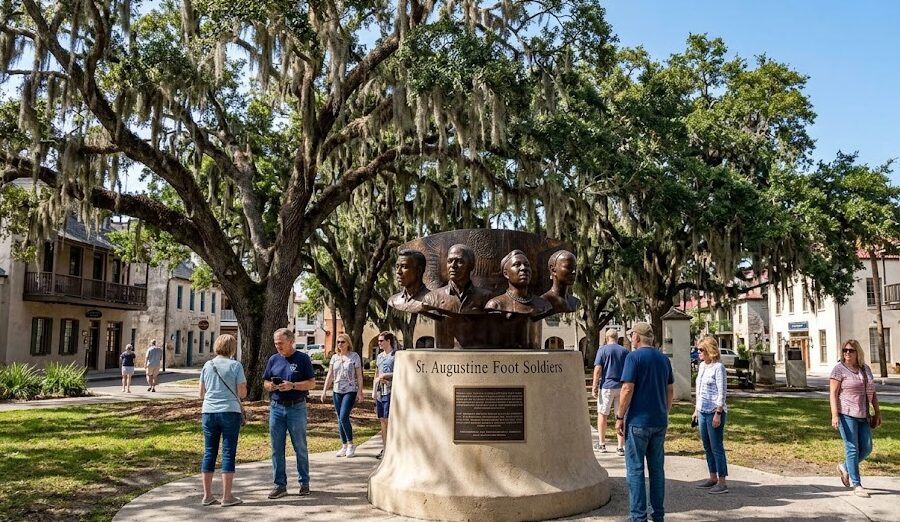history on st augustine florida: A bronze monument in St. Augustine dedicated to the foot soldiers of the Civil Rights Movement.