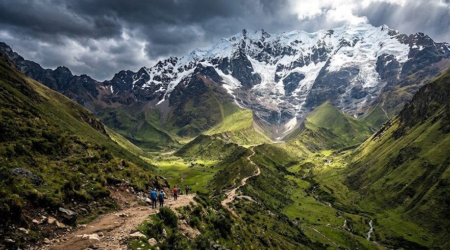 The majestic Salkantay mountain peak along the alternative trekking route to Machu Picchu.