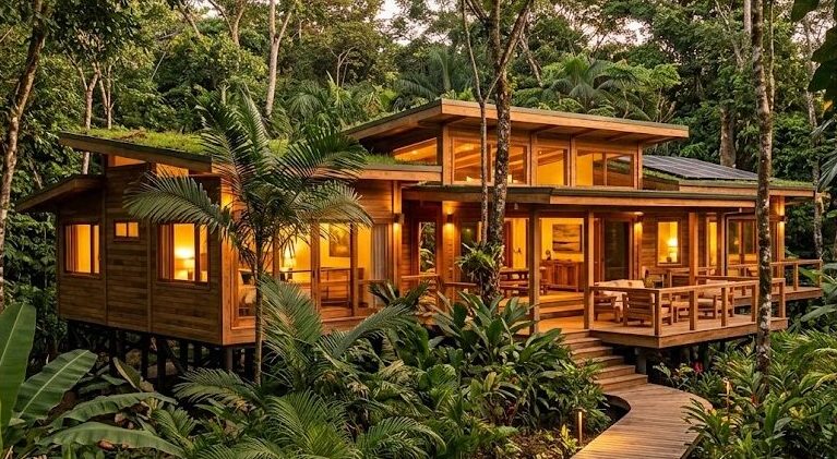 A sustainable eco-lodge nestled deep within the Costa Rican rainforest.